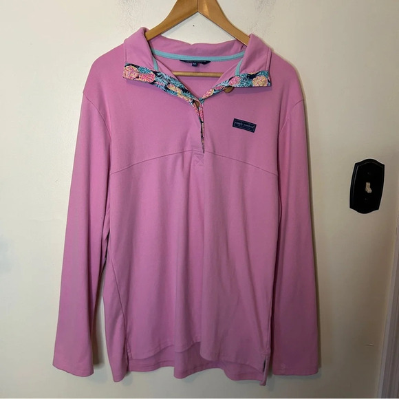 Simply Southern Button Pullover Pink Pineapple Size XL - Picture 1 of 7